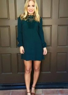 Short straight green long sleeve dress
