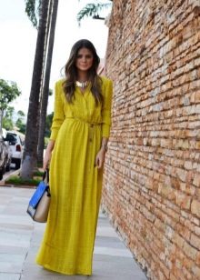 Long yellow long sleeve dress