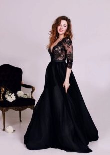 Long black dress with long sleeves