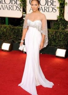 High-waisted long white dress