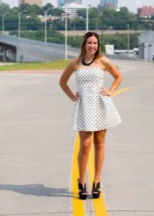 White High Waist Black Polka Dot Bustier Dress
