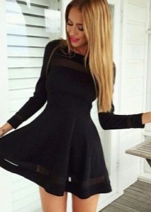 Long Sleeve Black High Waist Dress