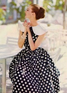 Retro style black dress with white polka dots