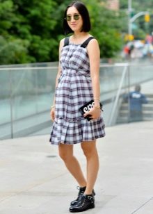 Midi Plaid Pinafore Dress