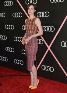 Strict straight dress in a cage in different colors