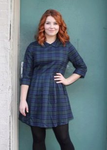 Dress in a blue plaid for overweight girls