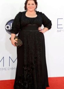 Black dress on the floor with three-quarter sleeves for full