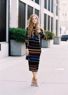 Warm striped knit dress