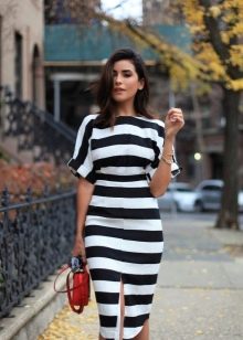 Black and white striped dress