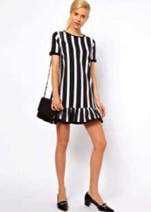 Black and white dress with vertical stripes