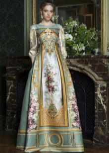 baroque print dress with sleeves