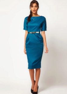 Blue New Bow Dress with Pencil Skirt