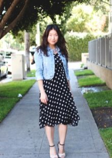 Black m white print casual midi dress