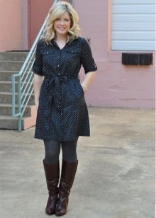Black Polka Dot Casual Shirtdress