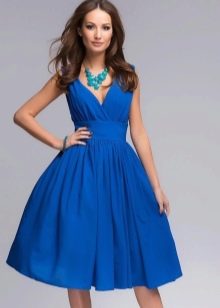 Blue flare dress from the waist