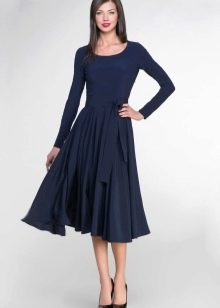 Midi flared navy blue dresses