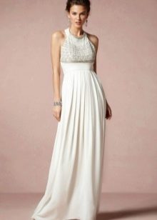 High-waisted wedding dress with closed neckline