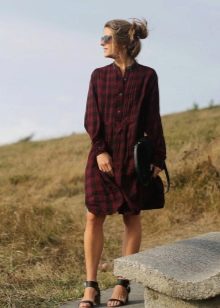 Robe chemise tartan rouge et noir
