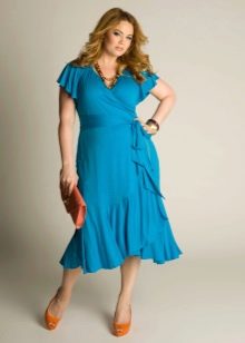 Knitted wrap dress for plump