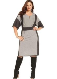 Knitted gray dress for plump