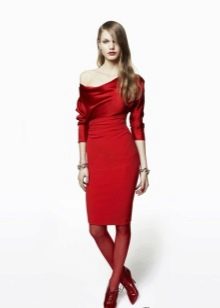 Red knitted dress short