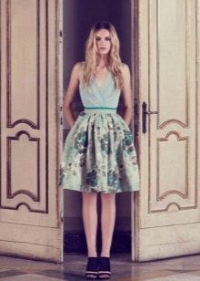 Floral jersey dress with full skirt