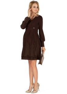 Brown knitted maternity dress