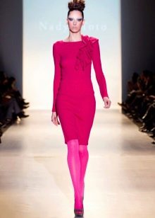 Colored tights for a knitted dress