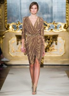 Spring wrap dress gold