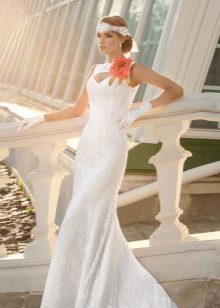 example of a flower from fabric on a wedding dress