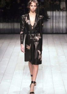 Leather shirt dress