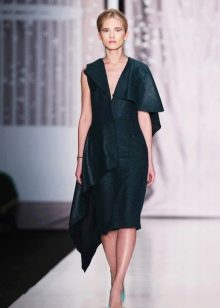 Asymmetric midi leather dress