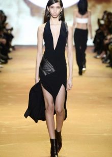 Combined leather dress with insert