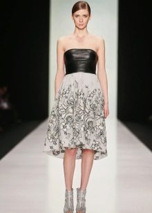 A-line dress with leather top