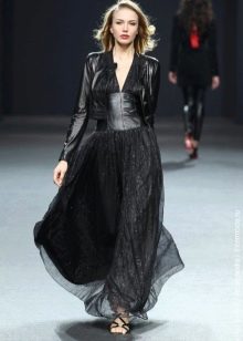 Combined leather dress