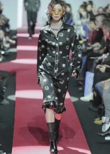 Autumn printed office dress