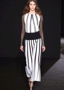 Autumn dress with transparent sleeves