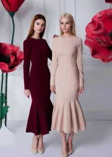 Autumn midi dress with ruffles