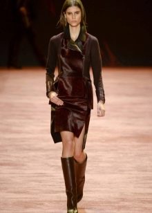 Autumn dress-sheath leather