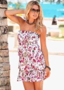 Short bandeau dress with print