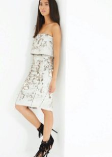 Midi Straight Skirt Bandeau Dress