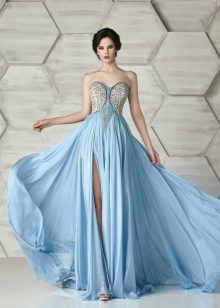 Strapless evening dress with decor