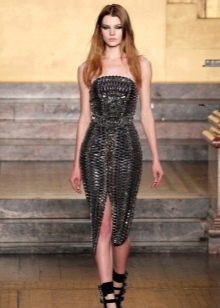 Strapless midi dress with razaz