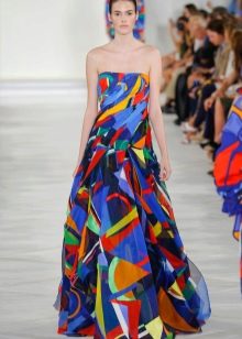 Printed strapless dress