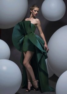 Evening dress without straps green short