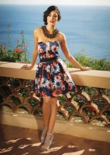 Floral A-Line Strapless Dress