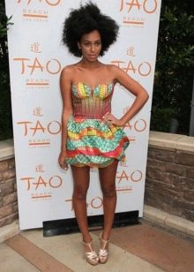 Short bustier dress with ethnic print
