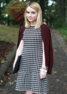 Robe droite pied-de-poule taille basse