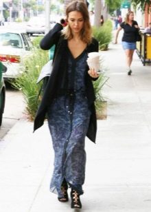 Dress-robe in combination with a cardigan