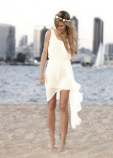 T-shirt wedding dress with asymmetric hem